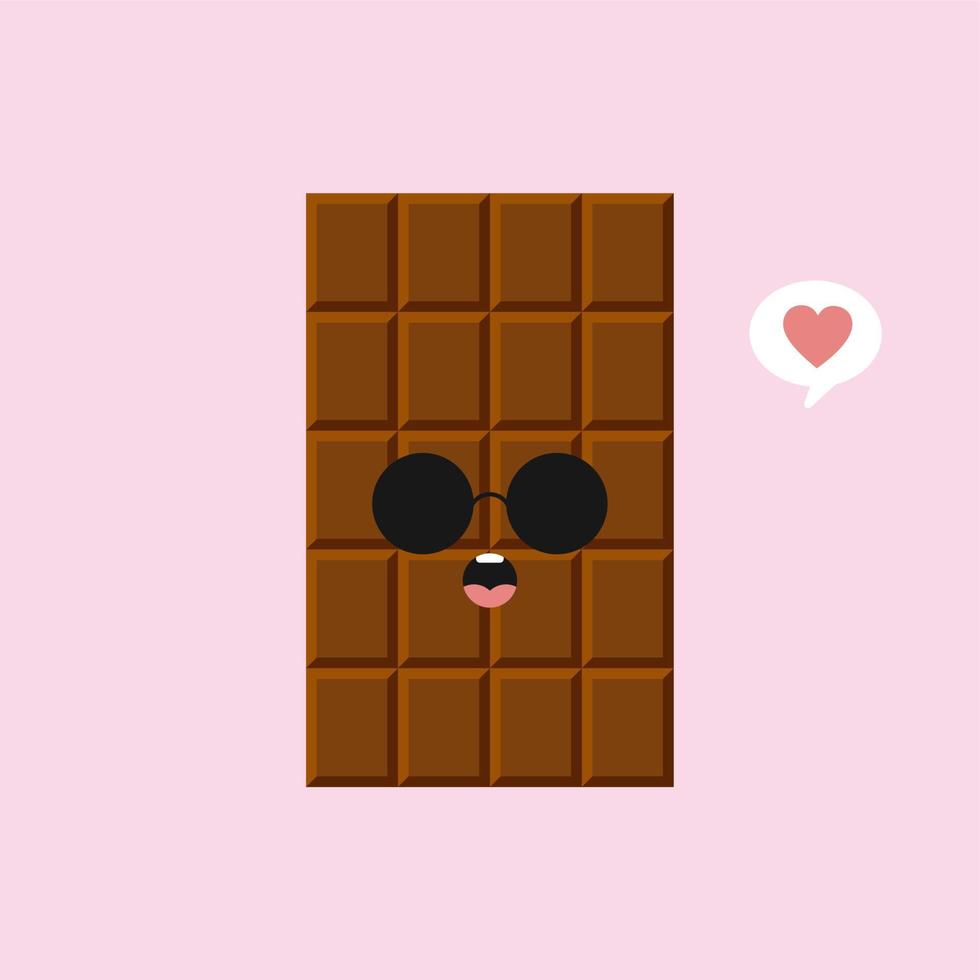 personnages de barre de chocolat mignons et drôles montrant diverses émotions, illustration de vecteur de dessin animé isolé sur fond de couleur. personnages, mascottes, émoticônes et emoji de barre de chocolat kawaii pour le web
