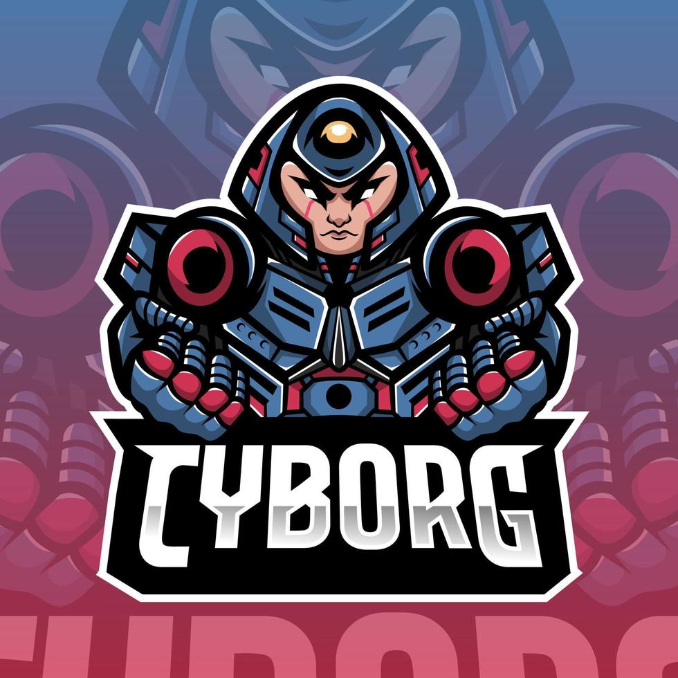 logo mascotte cyborg pour esport vecteur