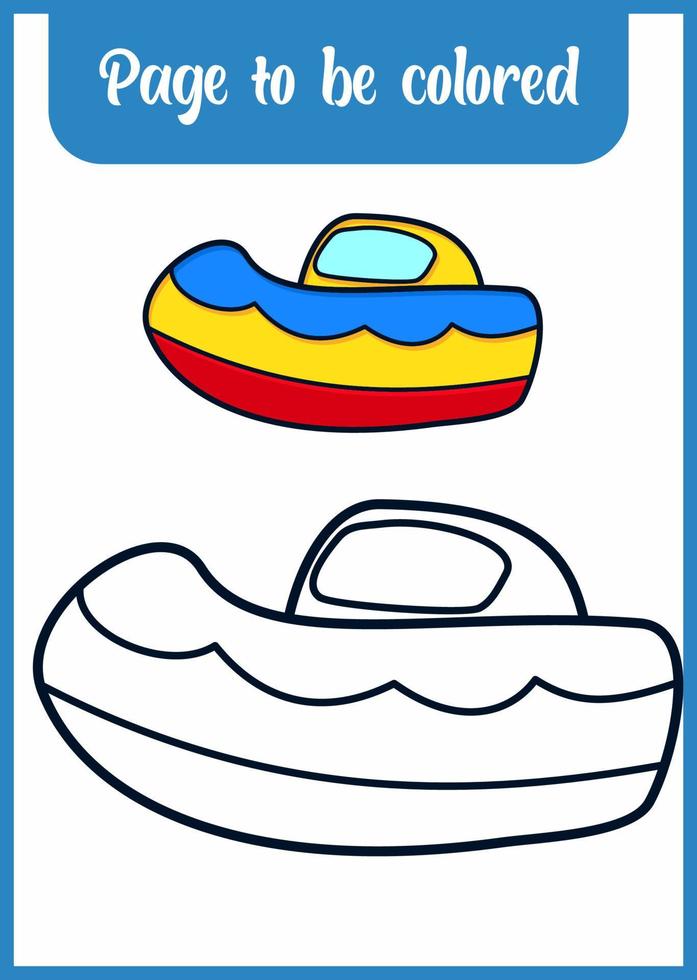 livre de coloriage pour bateau à moteur pour enfants vecteur