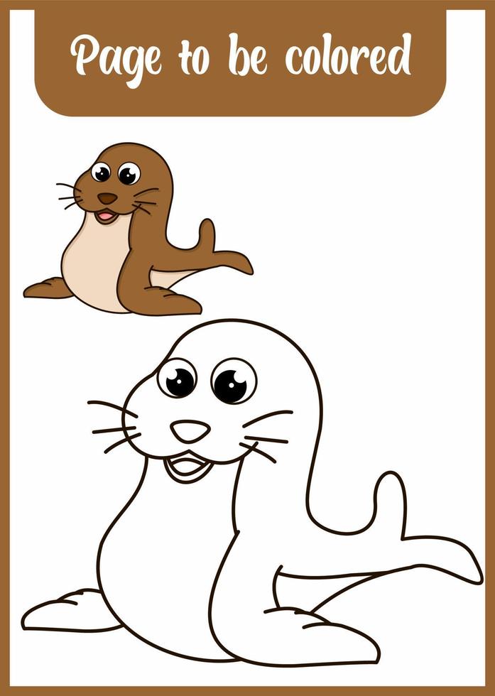 livre de coloriage pour enfant lion de mer mignon vecteur