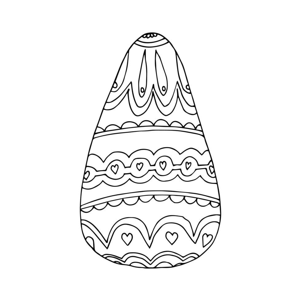 coloriage oeuf de pâques noir et blanc. image vectorielle de vacances. livres de coloriage pour enfants et adultes. publicité, bannière, en-tête, dessin au trait, antistress. vecteur