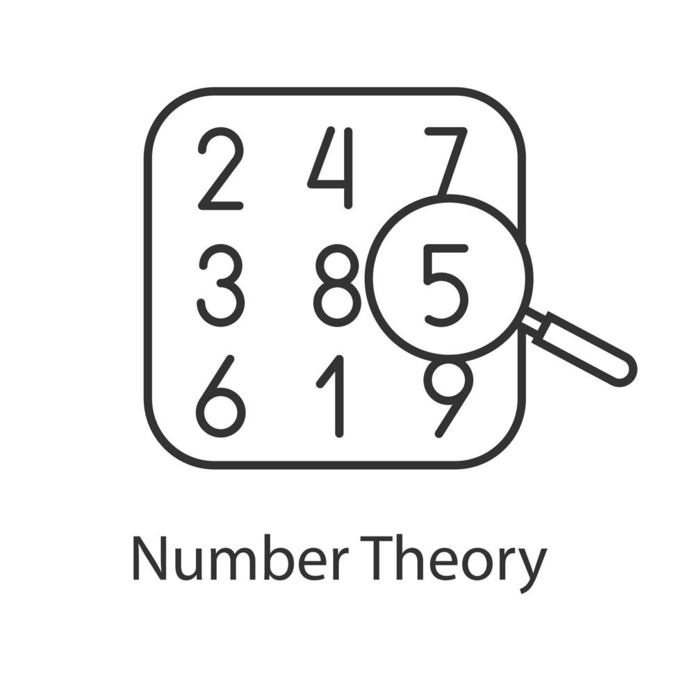 icône linéaire de la théorie des nombres. arithmétique. illustration de la ligne mince. apprendre le nombre et compter. symbole de contour. dessin de contour isolé de vecteur