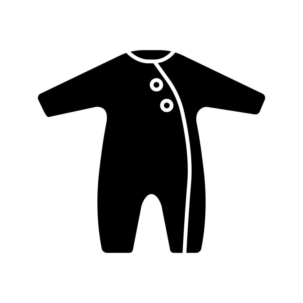 icône de glyphe de barboteuse de bébé. salopette nouveau-né. symbole de la silhouette. espace négatif. illustration vectorielle isolée vecteur