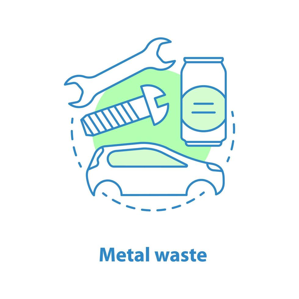 icône de concept de déchets métalliques. illustration de la ligne mince de l'idée de tri des ordures. recyclage de l'acier et de l'aluminium. déchets solides. dessin de contour isolé de vecteur