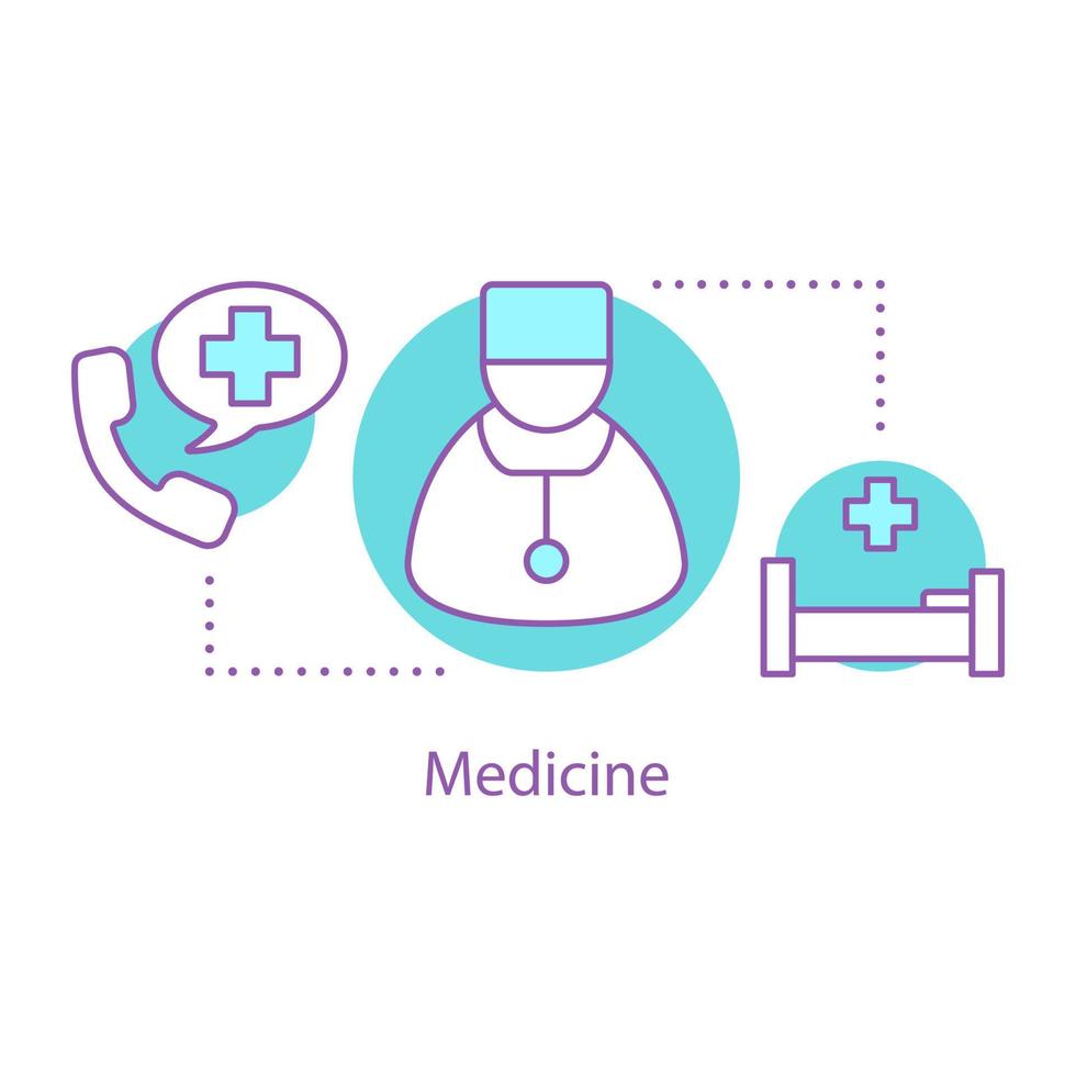 icône de concept de service de santé. médecin. aide médicale. illustration de la ligne mince de l'idée de l'hôpital. dessin de contour isolé de vecteur