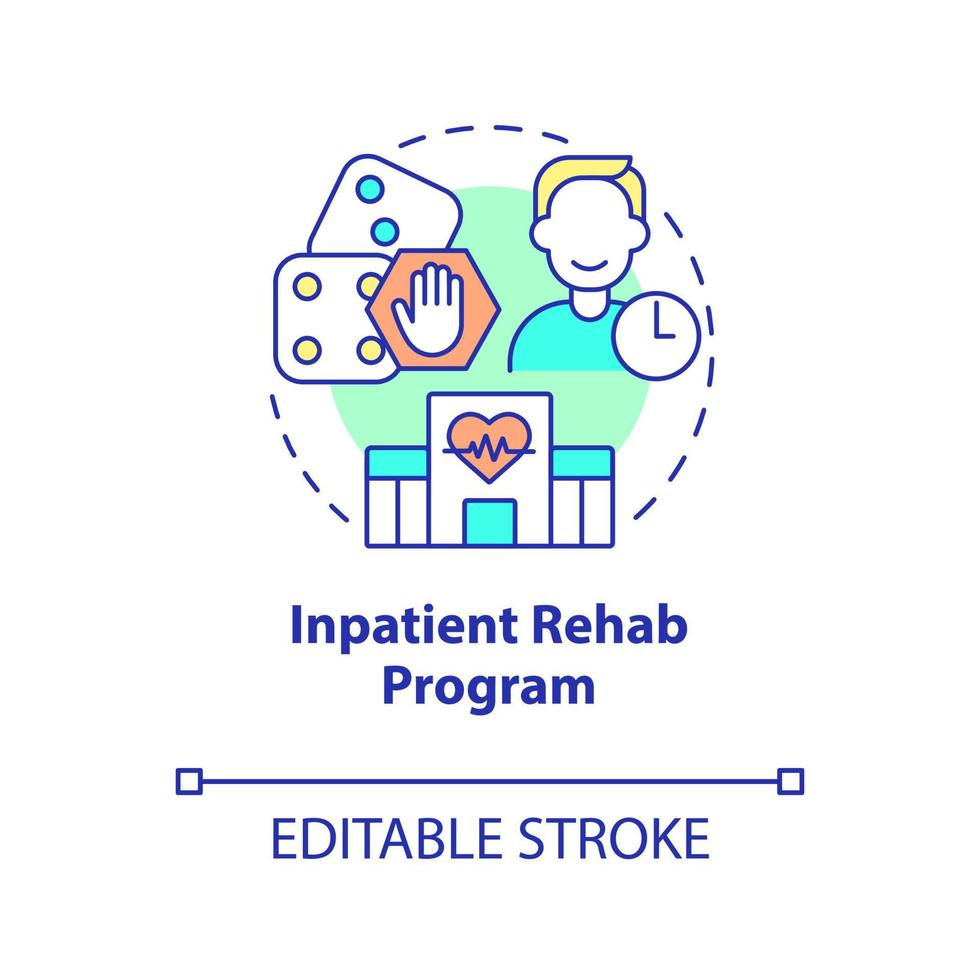 icône de concept de programme de réadaptation pour patients hospitalisés. jeu compulsif surmontant l'illustration de la ligne mince de l'idée abstraite. dessin de contour isolé. trait modifiable. arial, myriade de polices pro-gras utilisées vecteur