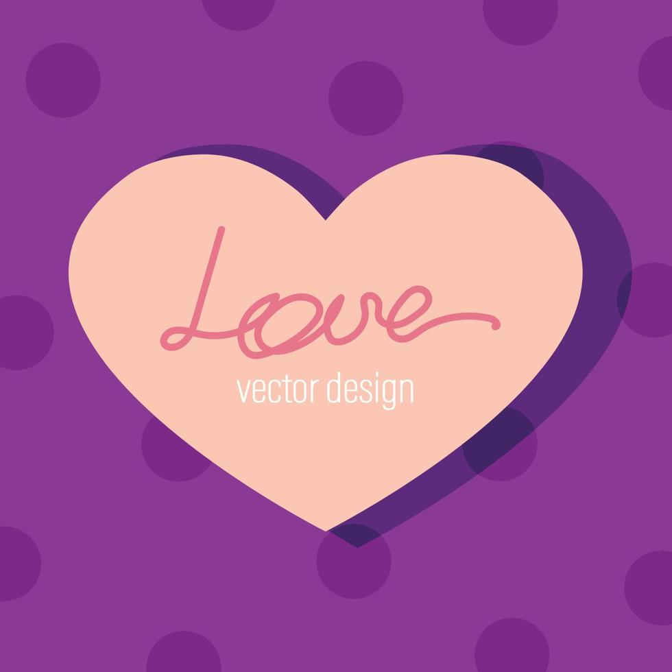 belle bannière abstraite avec un coeur rose, inscription love sur un fond transparent à pois violets pour un design festif. illustration graphique vectorielle. bannière festive, affiche.carte d'invitation, bannière. vecteur