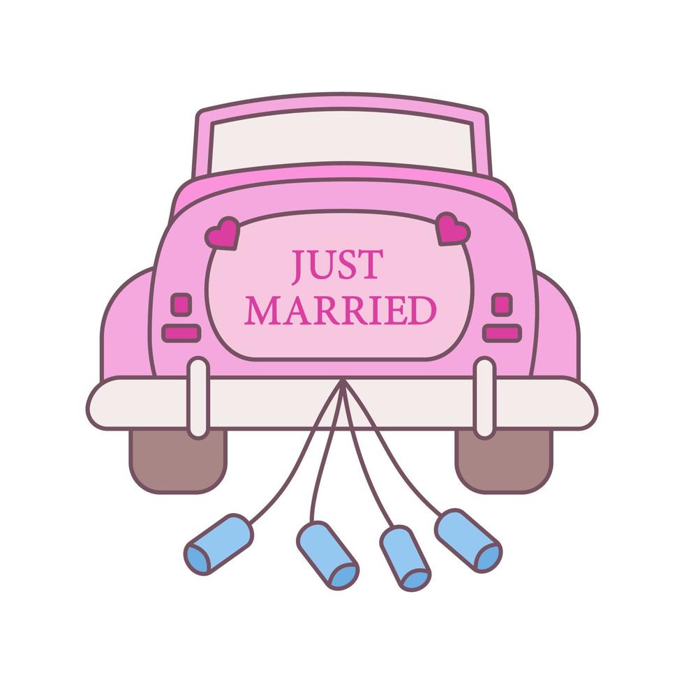 icône de couleur de location de voiture de mariage. louer une voiture. voiture juste mariée. nouveau marié. cabriolet vintage de mariage. services de location d'automobiles. illustration vectorielle isolée vecteur