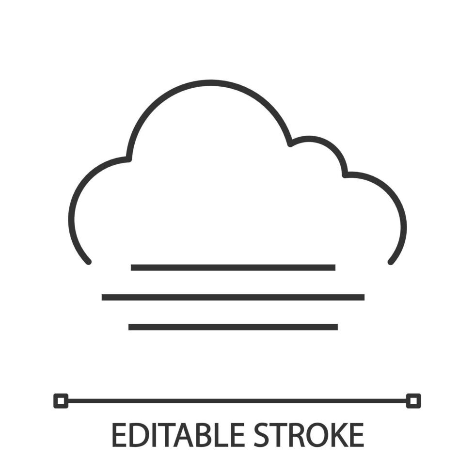 icône linéaire de brouillard. temps brumeux. illustration de la ligne mince. smog. prévisions météorologiques. symbole de contour. dessin de contour isolé de vecteur. trait modifiable vecteur