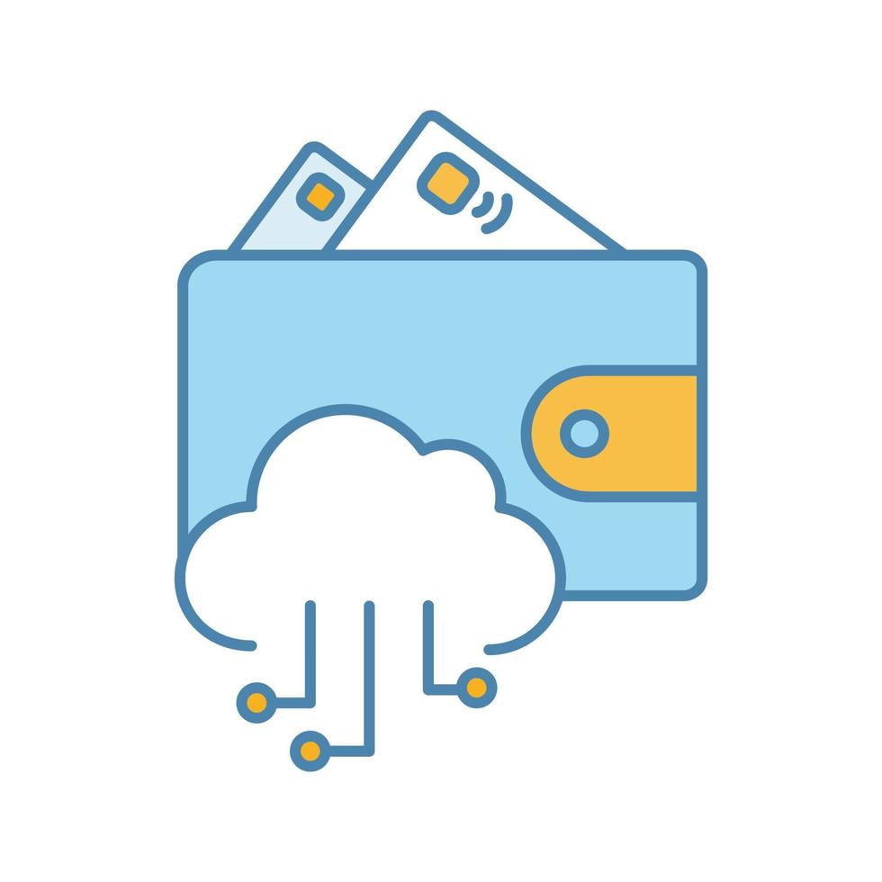 icône de couleur de portefeuille électronique. l'argent en ligne. e-paiement. portefeuille numérique et paiements sans numéraire. Cloud computing. illustration vectorielle isolée vecteur