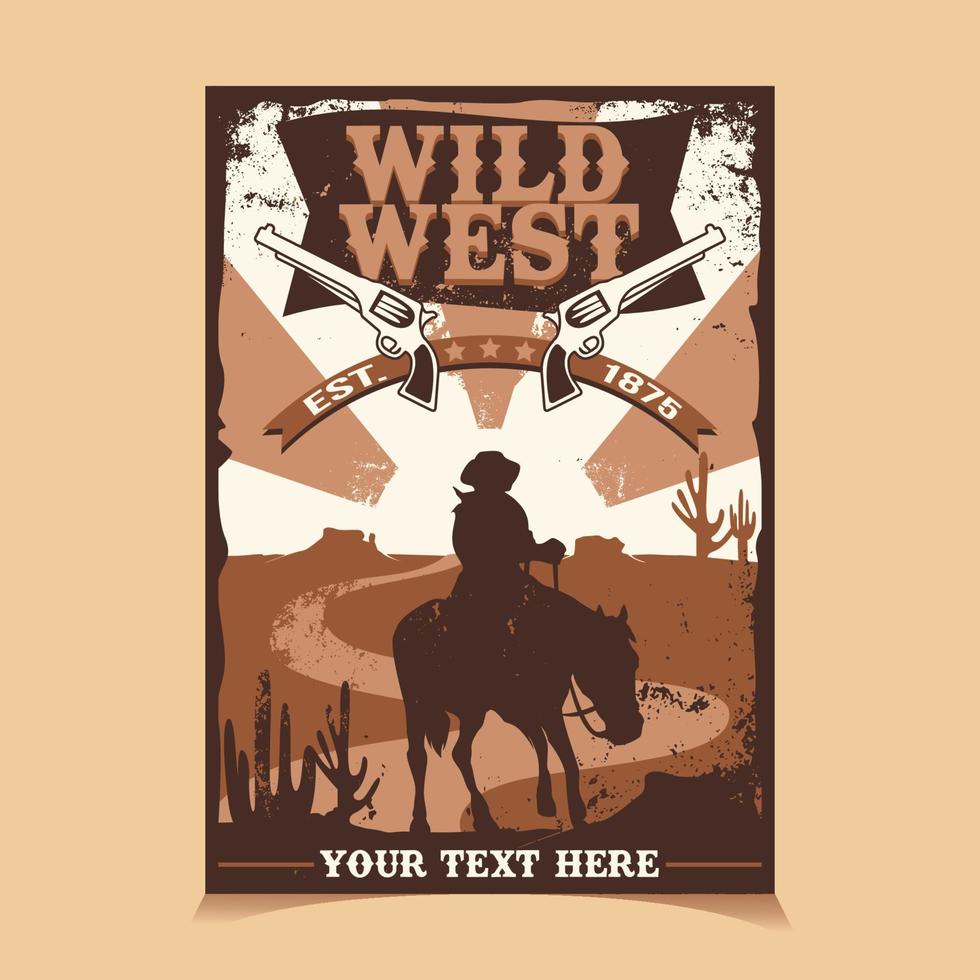 modèle d'affiche de film far west vecteur