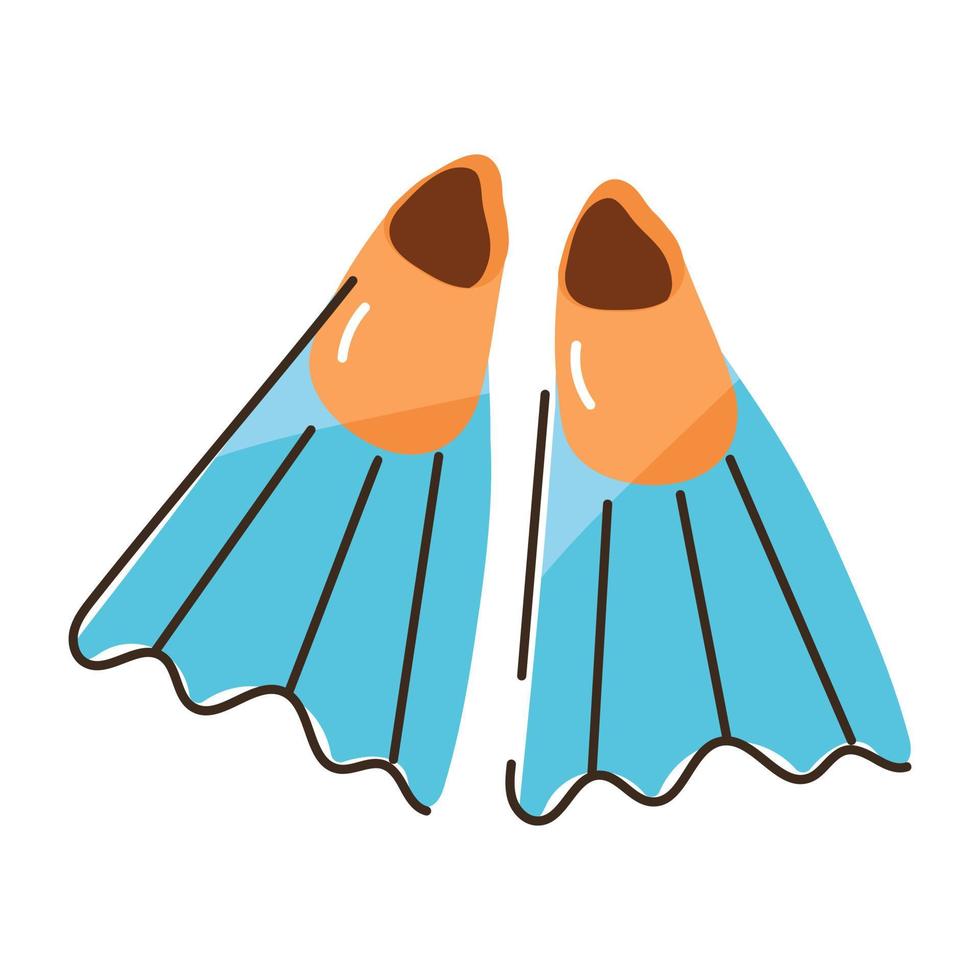 une icône plate doodle pratique des nageoires vecteur