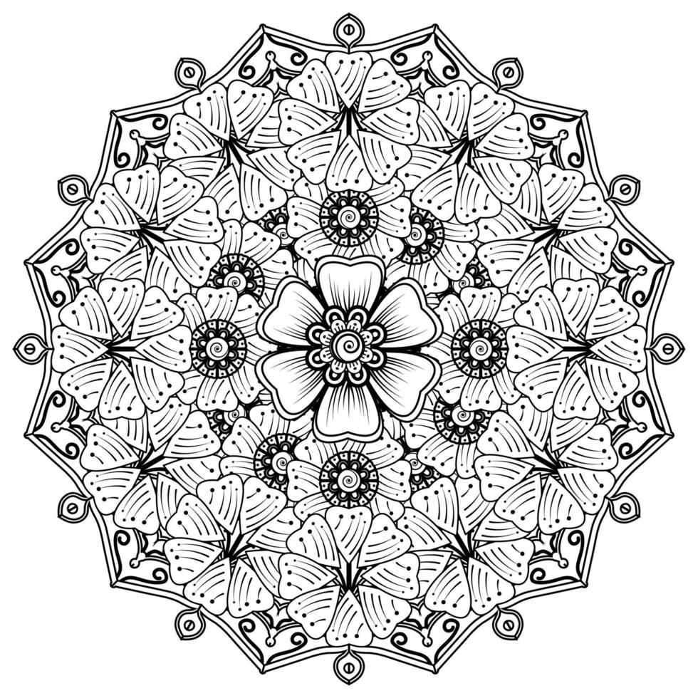 motif circulaire en forme de mandala pour la décoration de tatouage au henné mehndi. page de livre de coloriage. vecteur