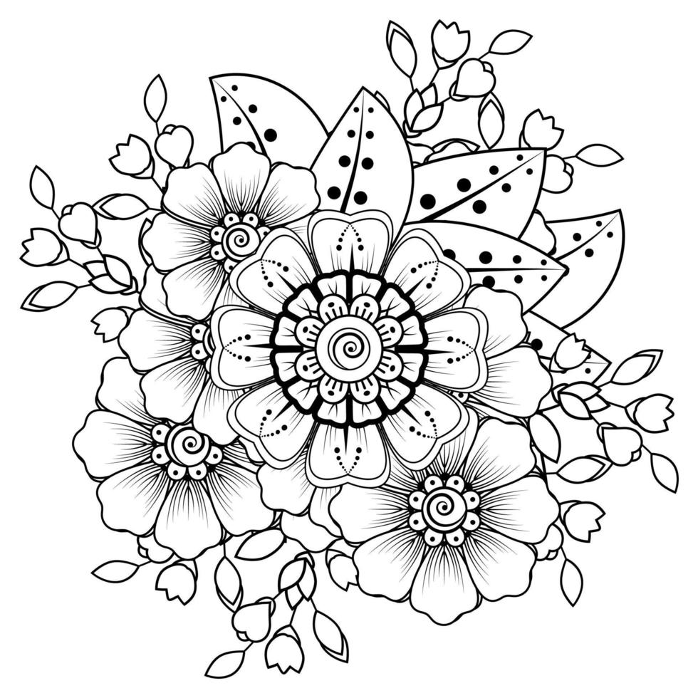 fleurs en noir et blanc. art de griffonnage pour livre de coloriage vecteur