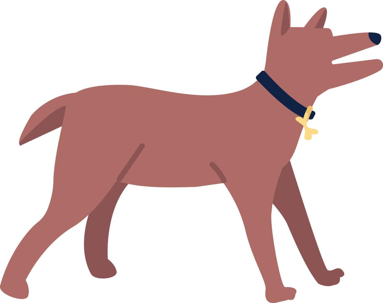 chien qui aboie avec collier caractère vectoriel de couleur semi-plat