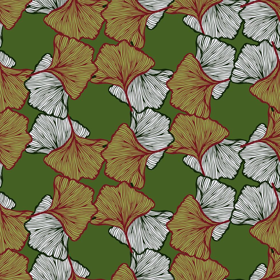 motif harmonieux de feuilles gravées de ginkgo biloba. fond vintage botanique avec feuillage dans un style dessiné à la main. vecteur