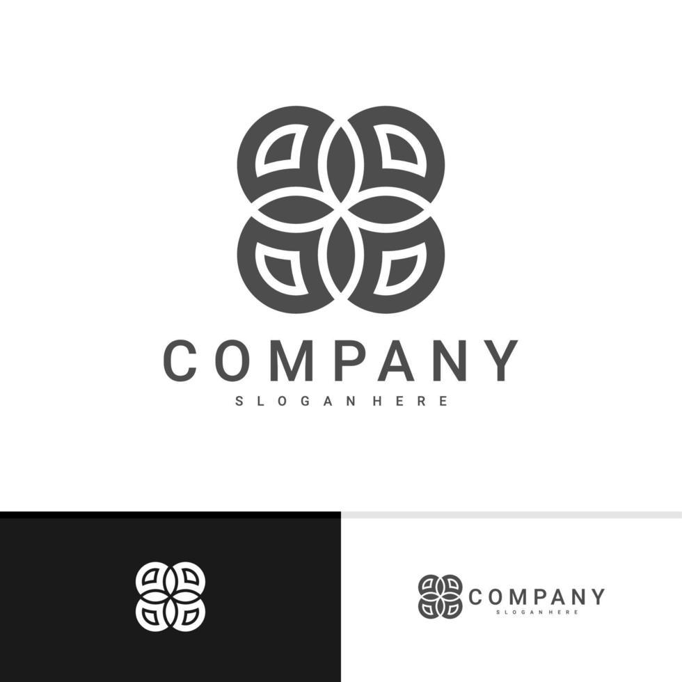 logo vectoriel fleur de luxe. modèle de logo floral feuille universelle linéaire. concepts créatifs de conception de logo de mandala