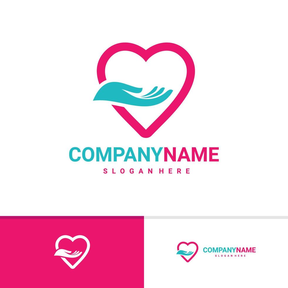 modèle vectoriel de logo de soins d'amour, concepts de conception de logo de soins créatifs