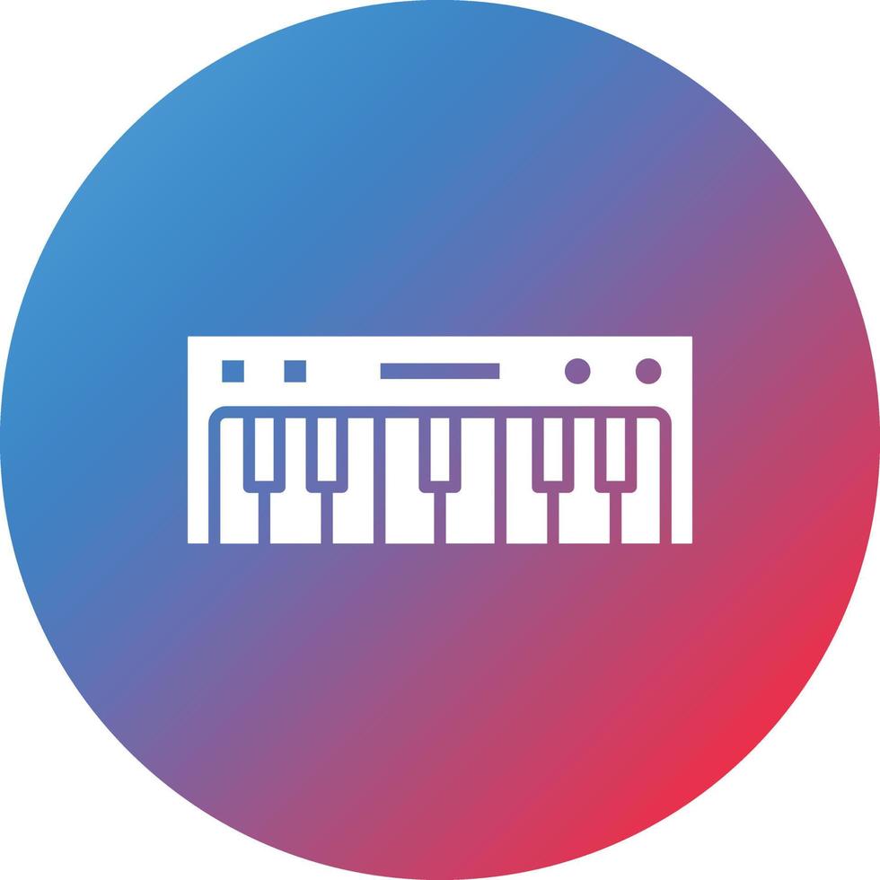 icône de fond dégradé de cercle de glyphe de clavier de piano vecteur