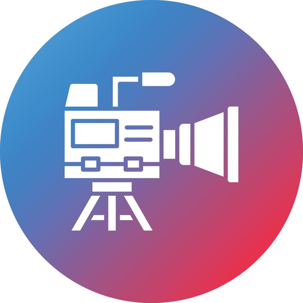 icône de fond dégradé de cercle de glyphe de caméra vidéo vecteur