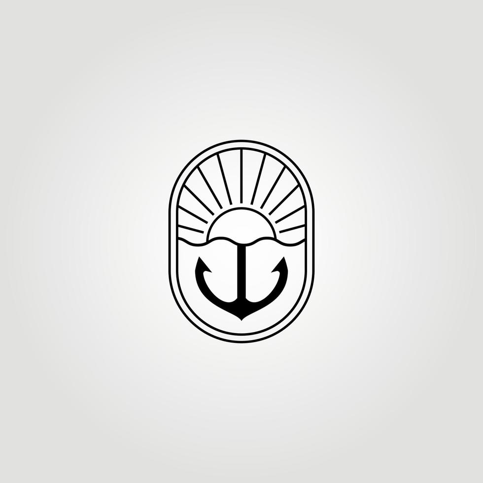 dessin au trait emblème de l'illustration de conception vectorielle du logo du navire d'ancrage vecteur