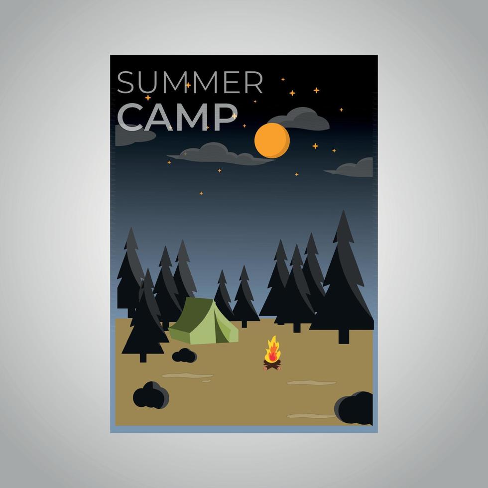 conception d'illustration vectorielle d'affiche de fond de camp d'été vecteur