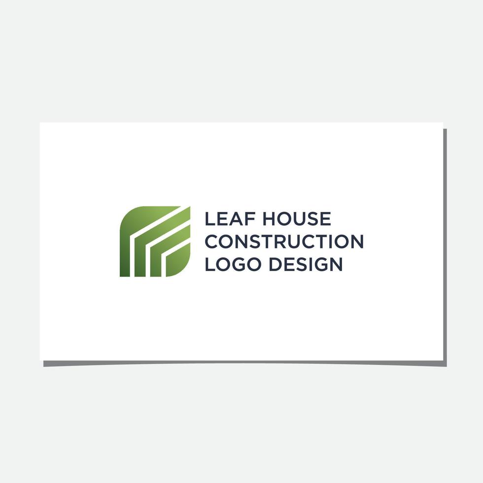 création de logo de constructions de feuilles et de toits vecteur