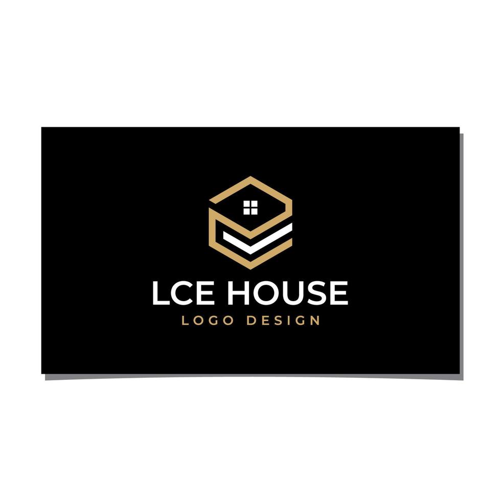 conception de logo de toit ou de maison avec initiale lce, ce ou e vecteur