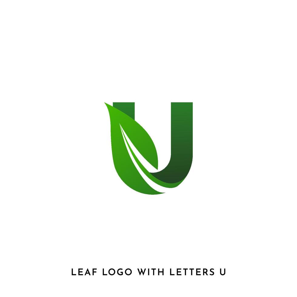 logo feuille avec lettres u vecteur