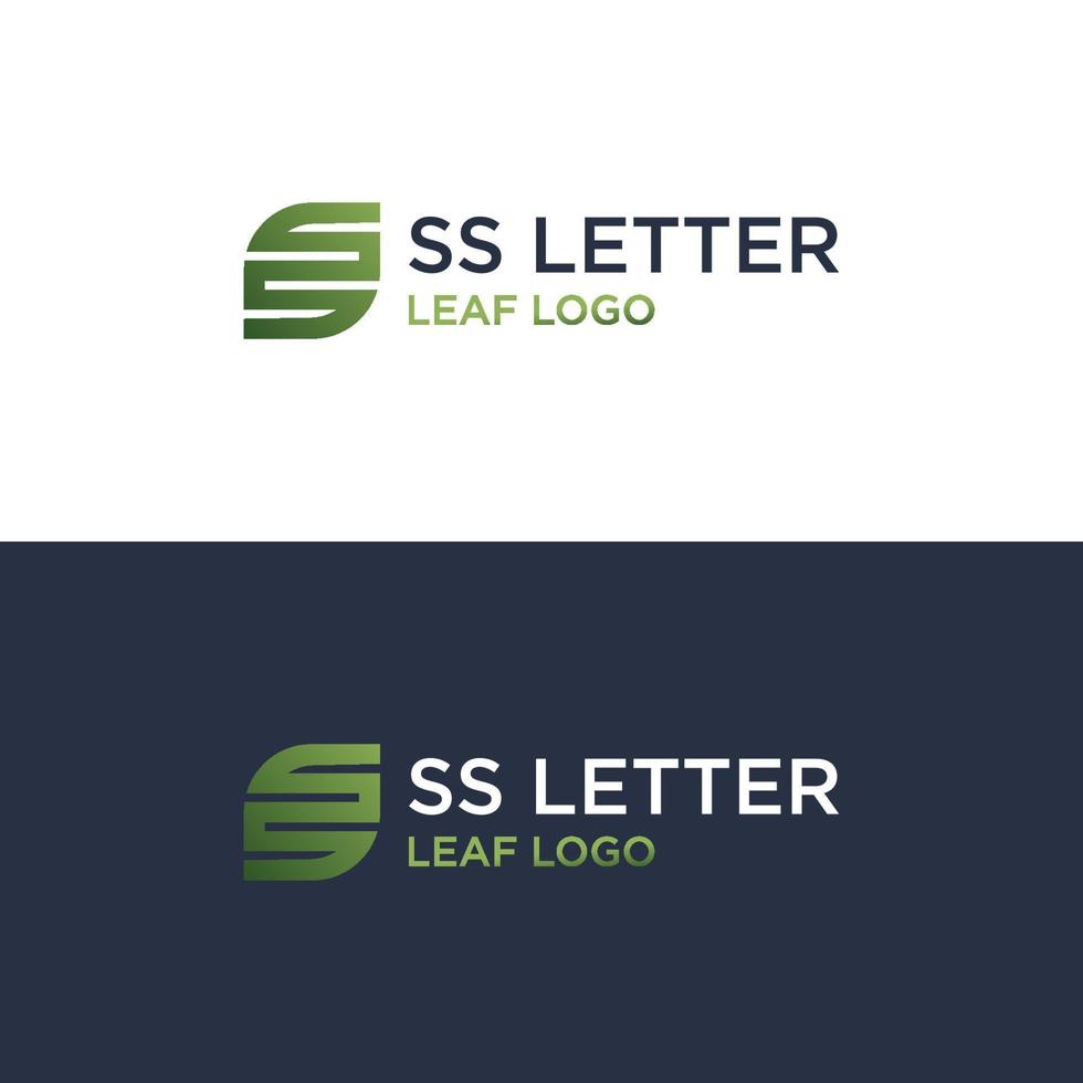 vecteur de conception de logo feuille lettre ss