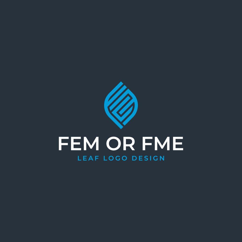 fcm, fmc, fem, vecteur de conception de logo feuille fme