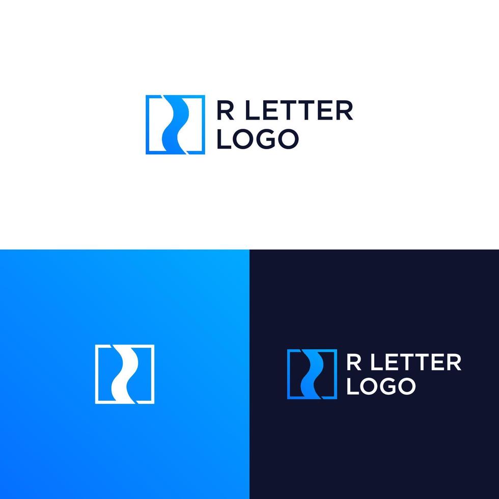création de logo minimal r river ou ruban vecteur