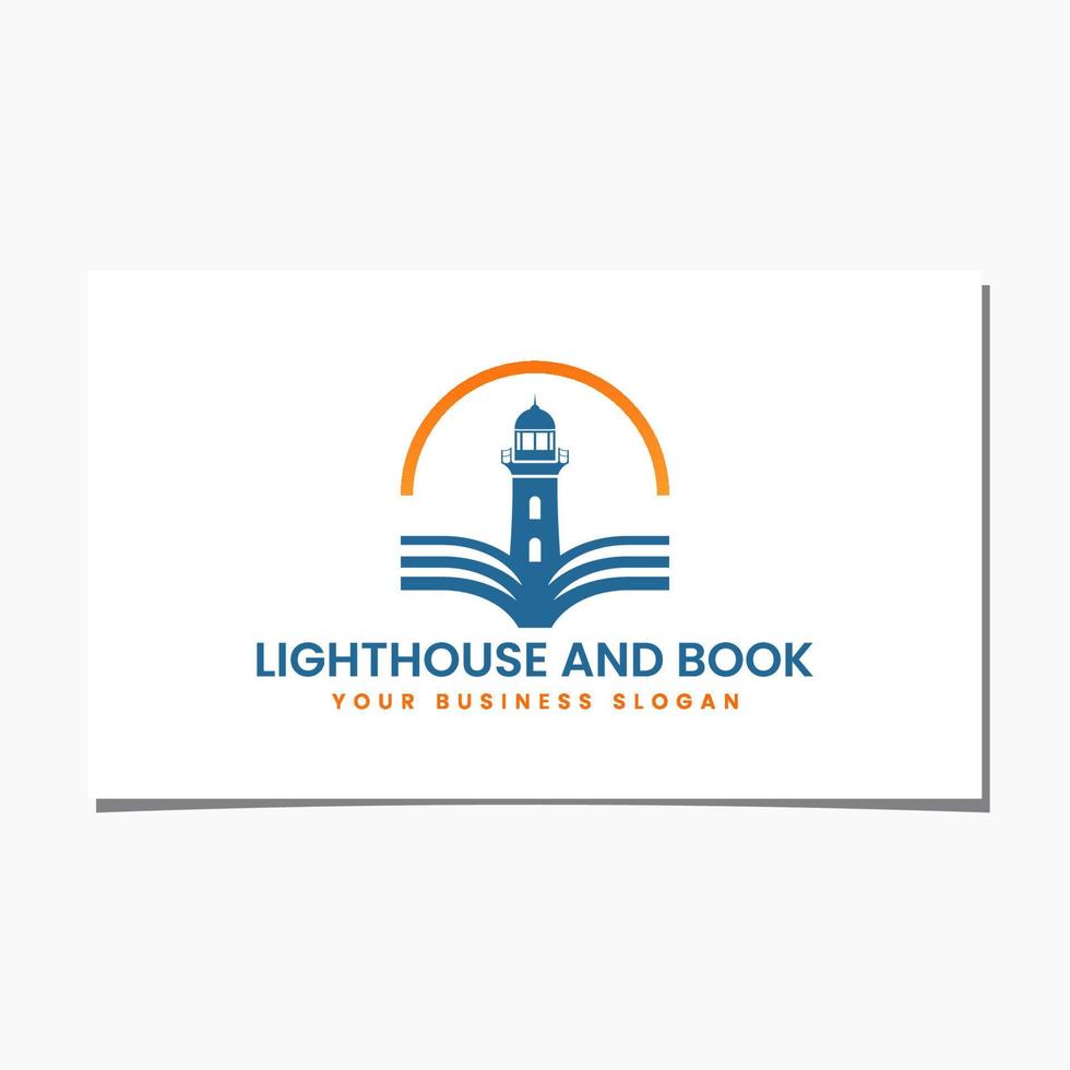 création de logo phare et livre vecteur