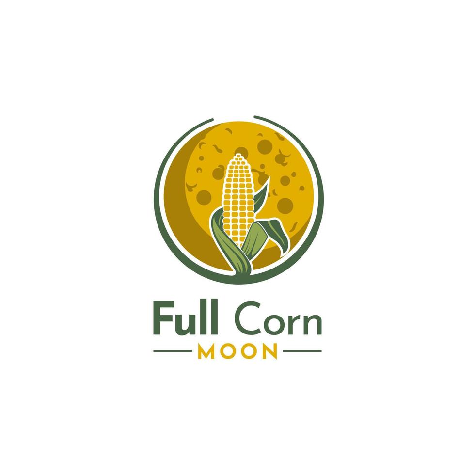 création de logo pleine lune de maïs vecteur