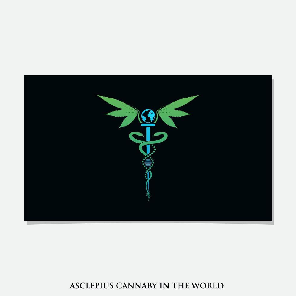 asclepius cannaby dans le logo du monde vecteur