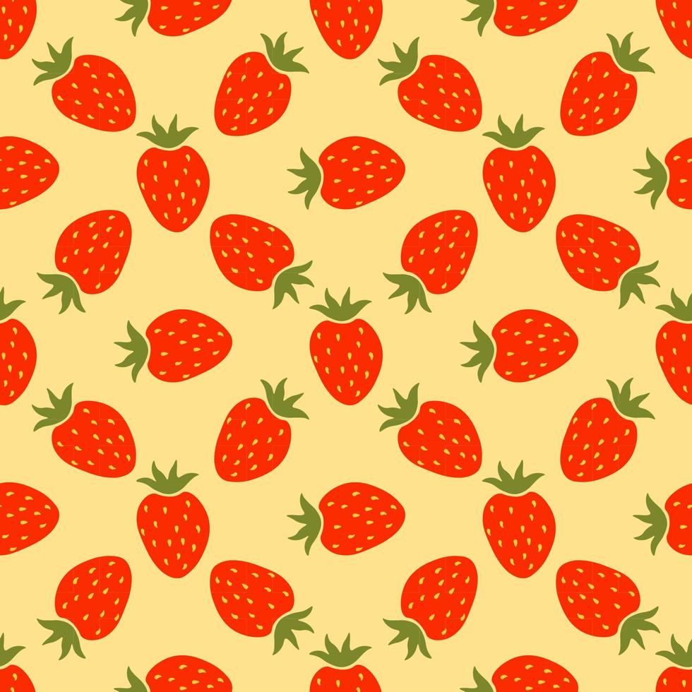 modèle sans couture avec fraise rouge dessin animé. fond de fruits. vecteur