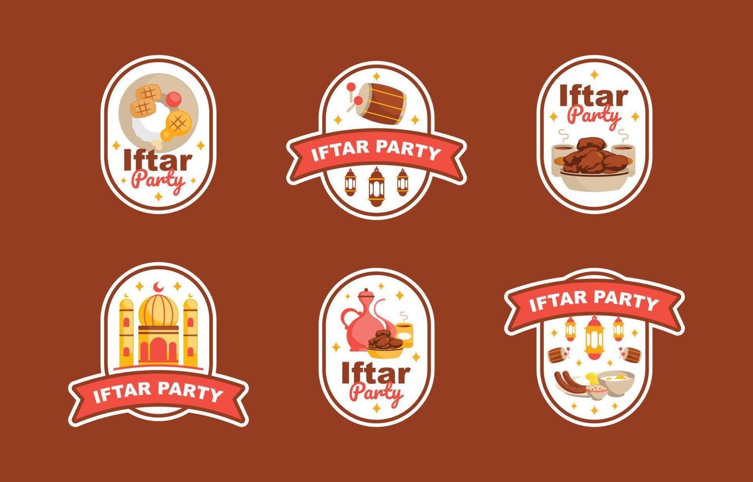 collection d'étiquettes de fête iftar vecteur