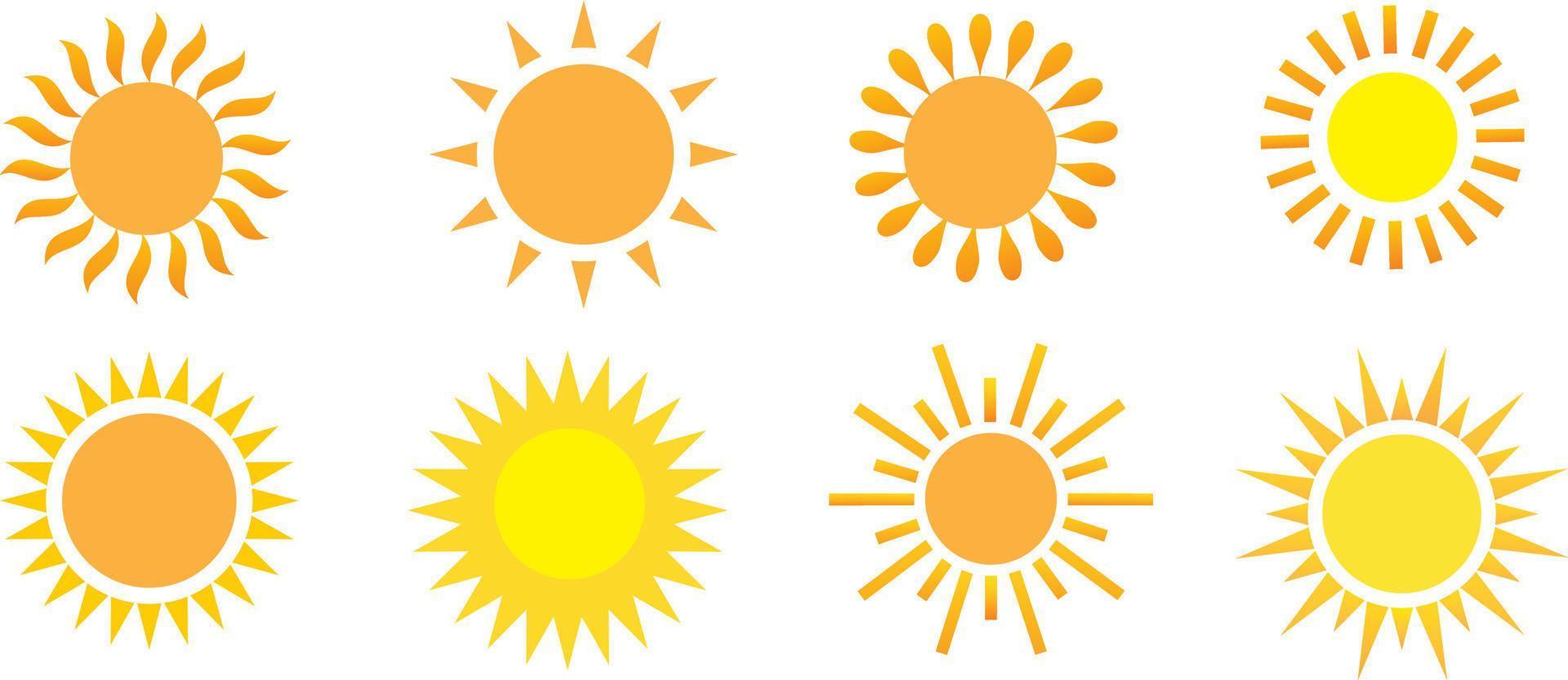 modèle de conception d'icône de ligne mince de signe solaire symbole d'étoile. illustration vectorielle de différents types de soleils vecteur