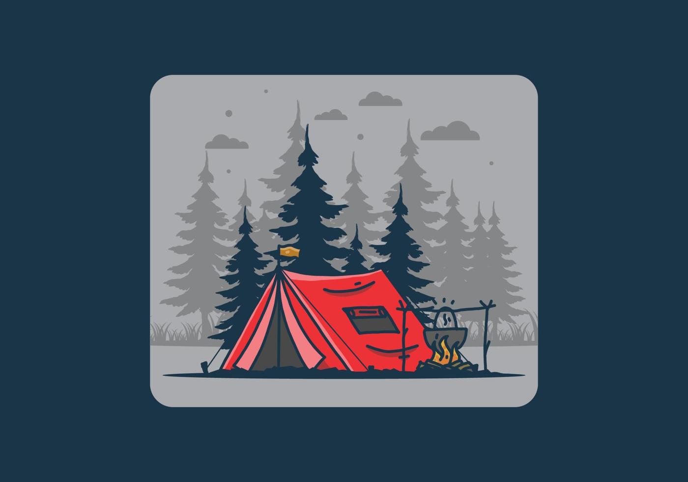 camping et cuisine dans la nature illustration vecteur