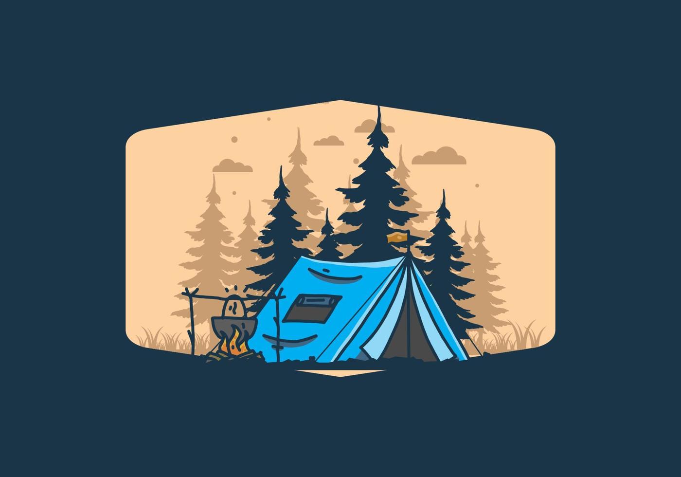 camping et cuisine dans la nature illustration vecteur