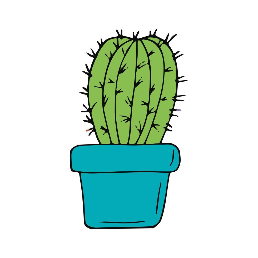 cactus dans une icône de pot dessiné à la main. vecteur, minimalisme, scandinave, doodle, dessin animé. autocollant plante fleur succulente vecteur