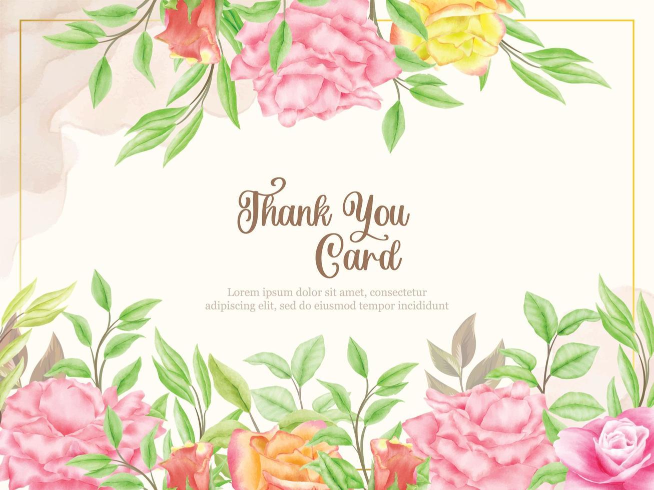modèle de vecteur floral de carte de remerciement