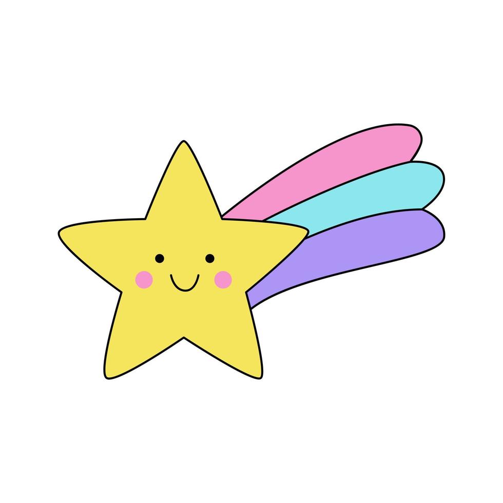 illustration vectorielle de jolie étoile kawaii isolée sur fond blanc. vecteur
