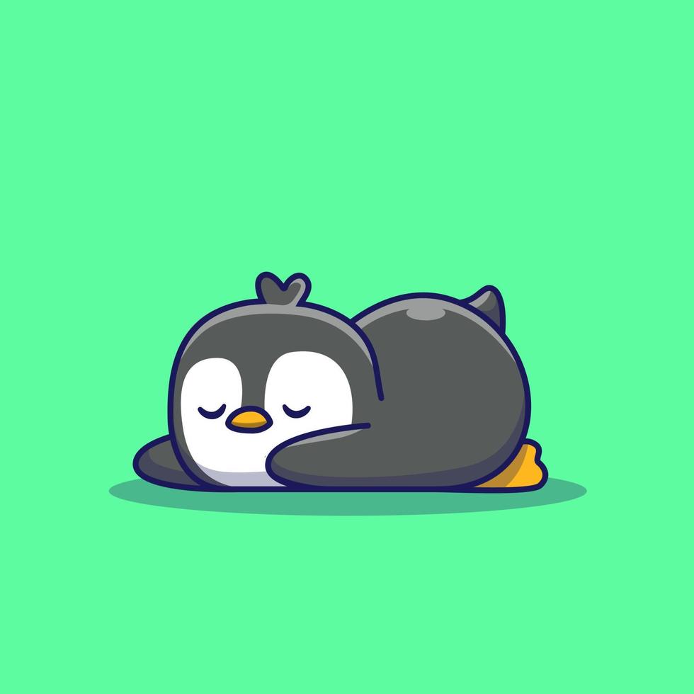 illustration d'icône vectorielle de dessin animé mignon pingouin endormi. concept d'icône d'amour animal isolé vecteur premium. style de dessin animé plat