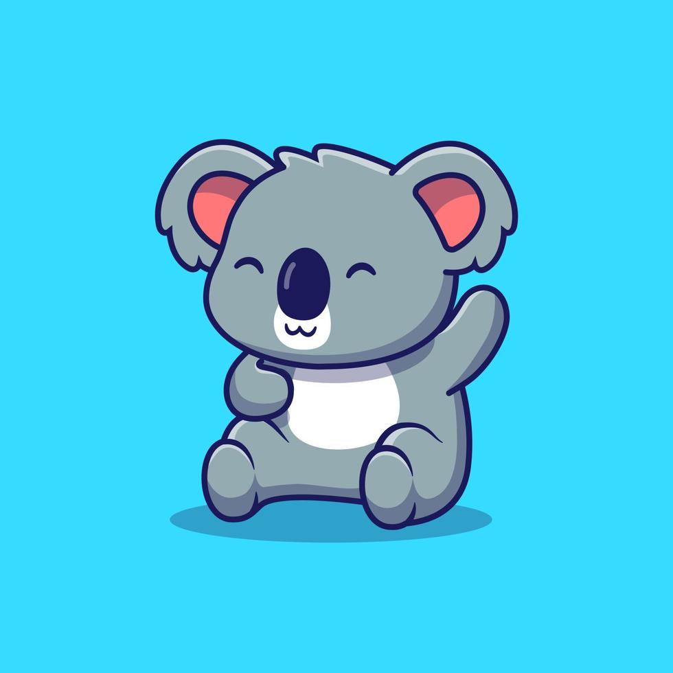 koala mignon agitant la main arbre cartoon vector icon illustration. concept d'icône de la faune animale isolé vecteur premium. style de dessin animé plat