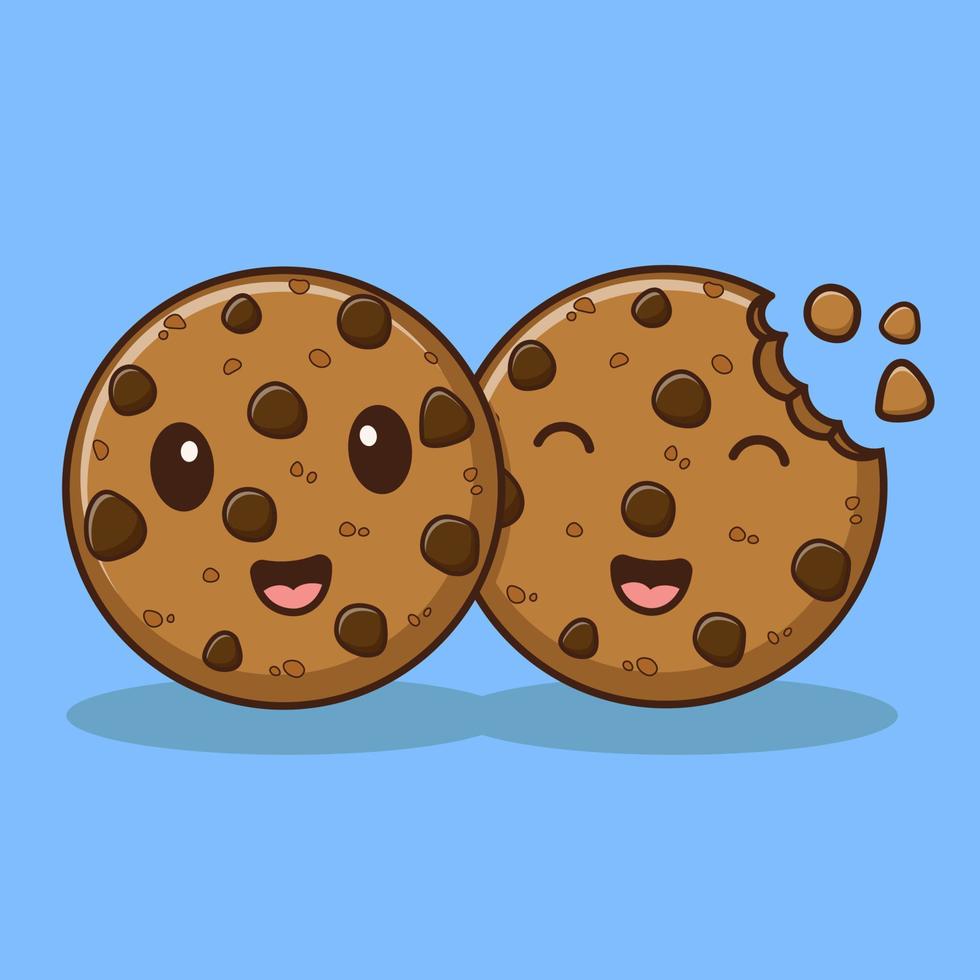 dessin animé croquant de biscuit au chocolat, illustration de dessin animé de vecteur, clipart de dessin animé vecteur