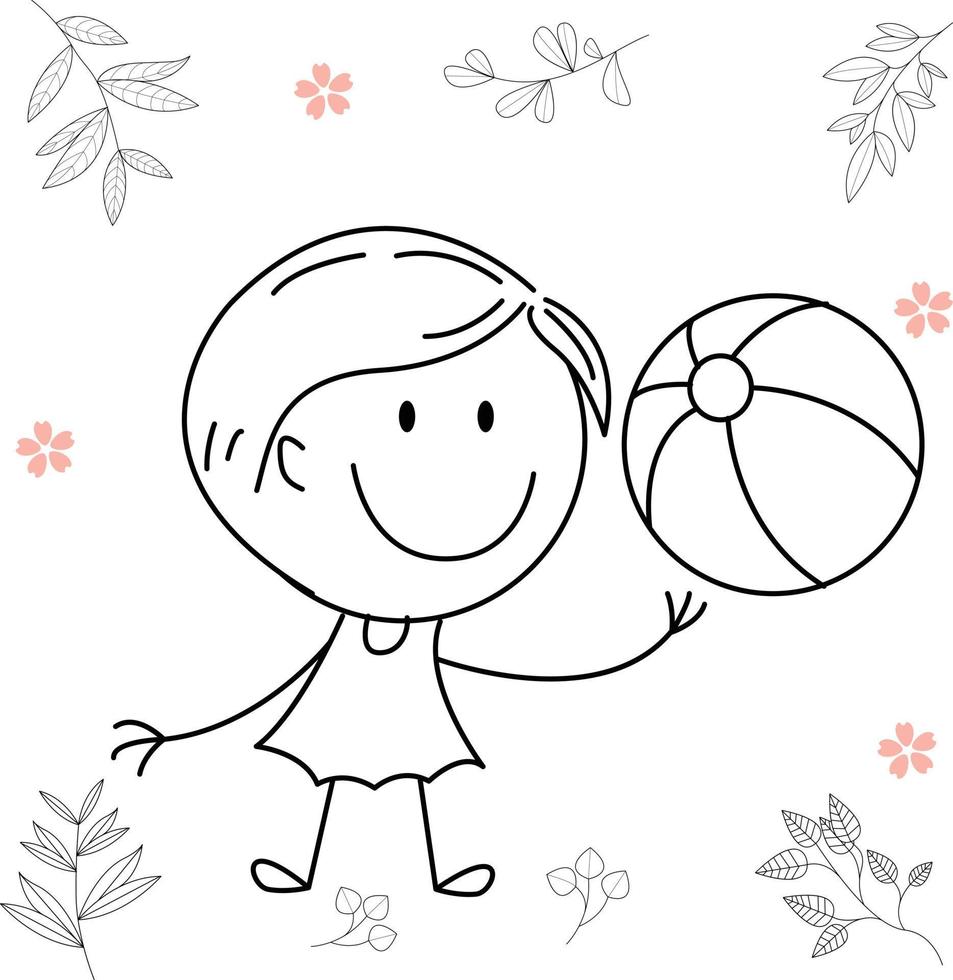 illustration d'activité de dessin animé d'un enfant souriant pour le livre de coloriage pour enfants et le livre pour enfants. image vectorielle eps. vecteur