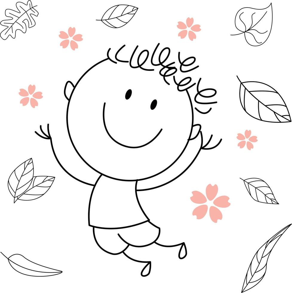 illustration d'activité de dessin animé d'un enfant souriant pour le livre de coloriage pour enfants et le livre pour enfants. image vectorielle eps. vecteur