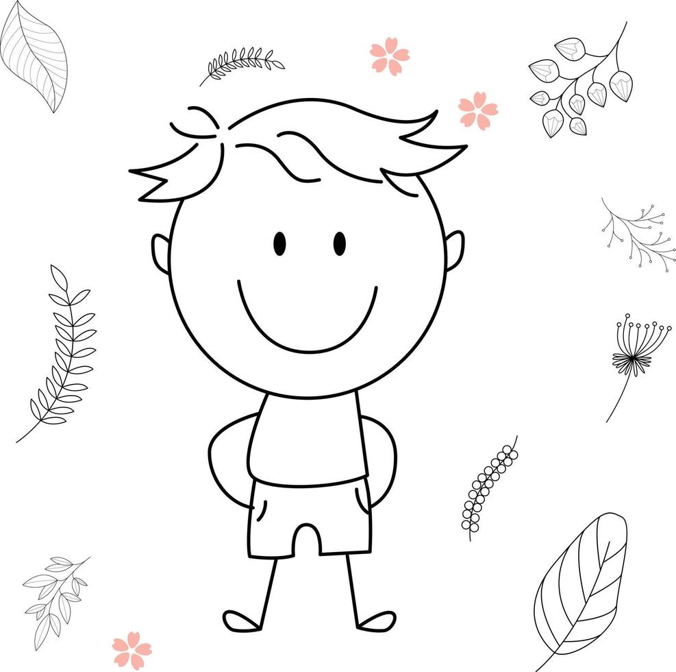 illustration d'activité de dessin animé d'un enfant souriant pour le livre de coloriage pour enfants et le livre pour enfants. image vectorielle eps. vecteur