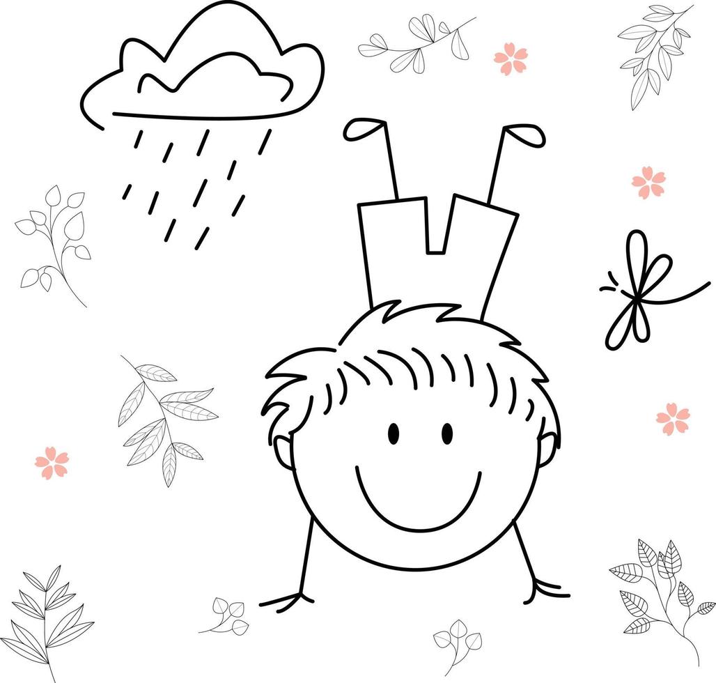 illustration d'activité de dessin animé d'un enfant souriant pour le livre de coloriage pour enfants et le livre pour enfants. image vectorielle eps. vecteur